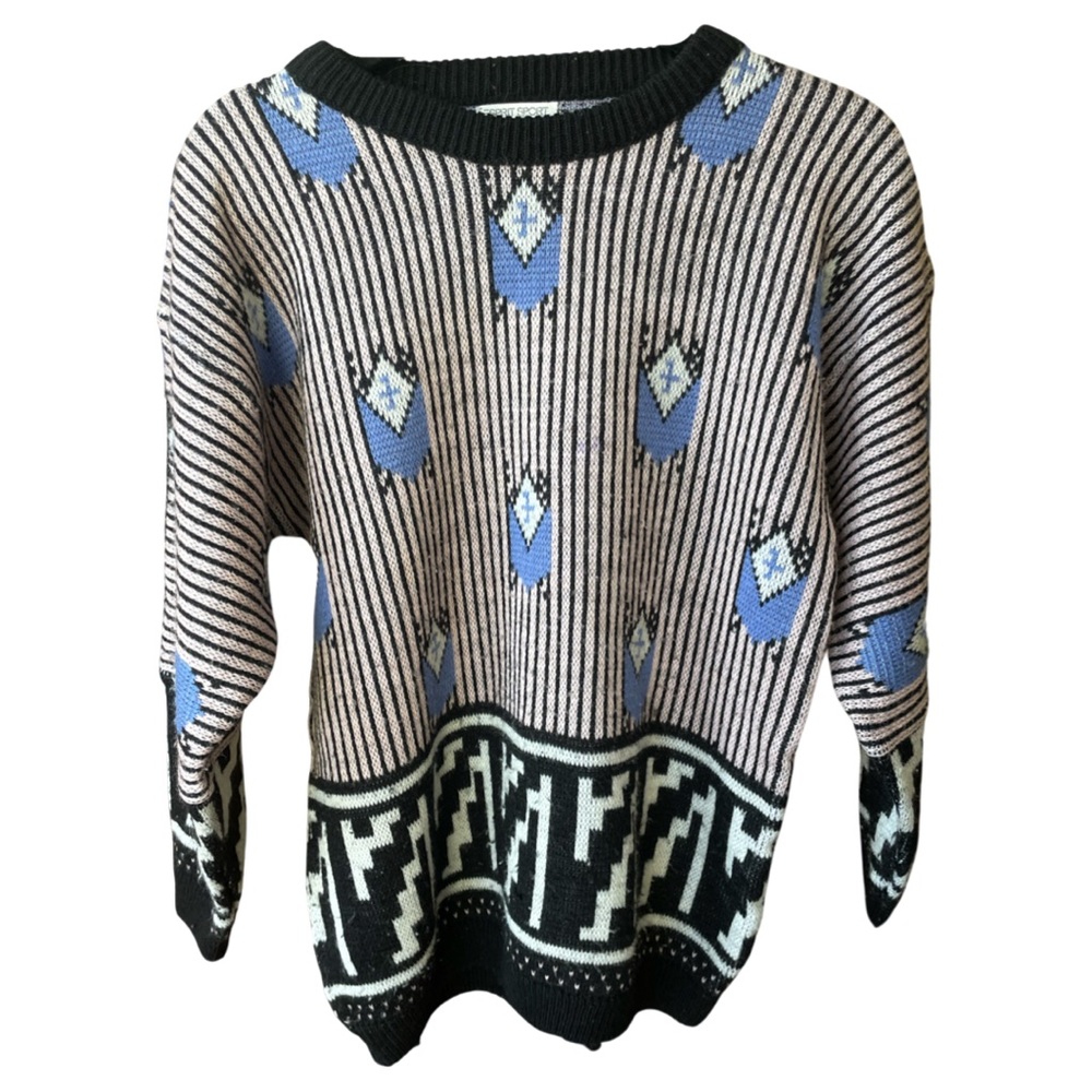 VTG Women’s Esprit Sport pink and blue 80s sweater